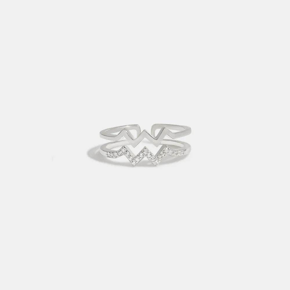 Wave Shape Inlaid Zircon Open Ring - luxurift