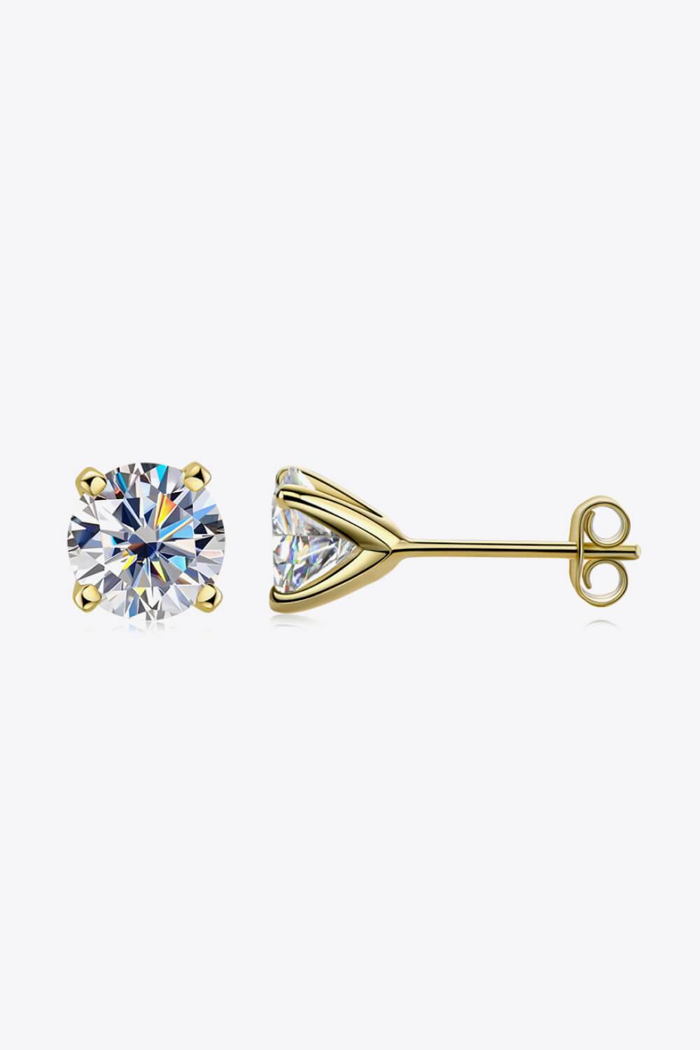 925 Sterling Silver 1 Carat Moissanite 4-Prong Stud Earrings - luxurift