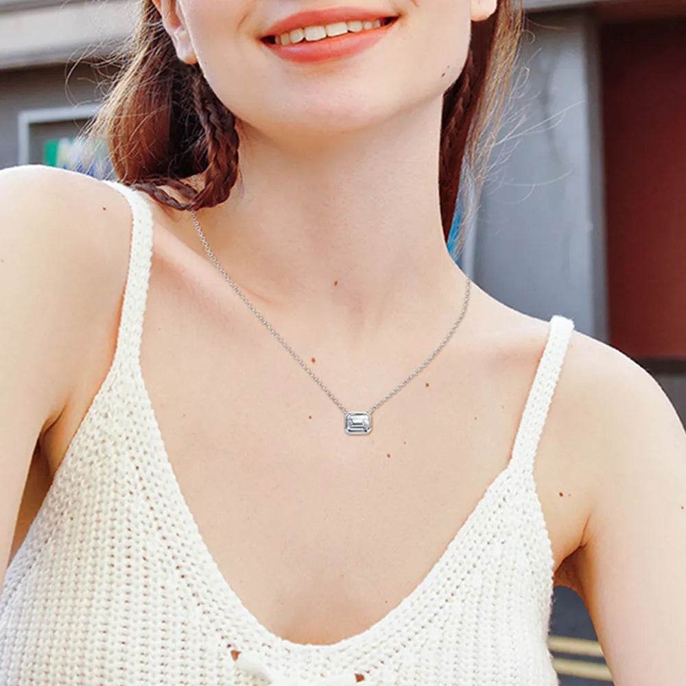 1 Carat Moissanite 925 Sterling Silver Pendant Necklace - luxurift