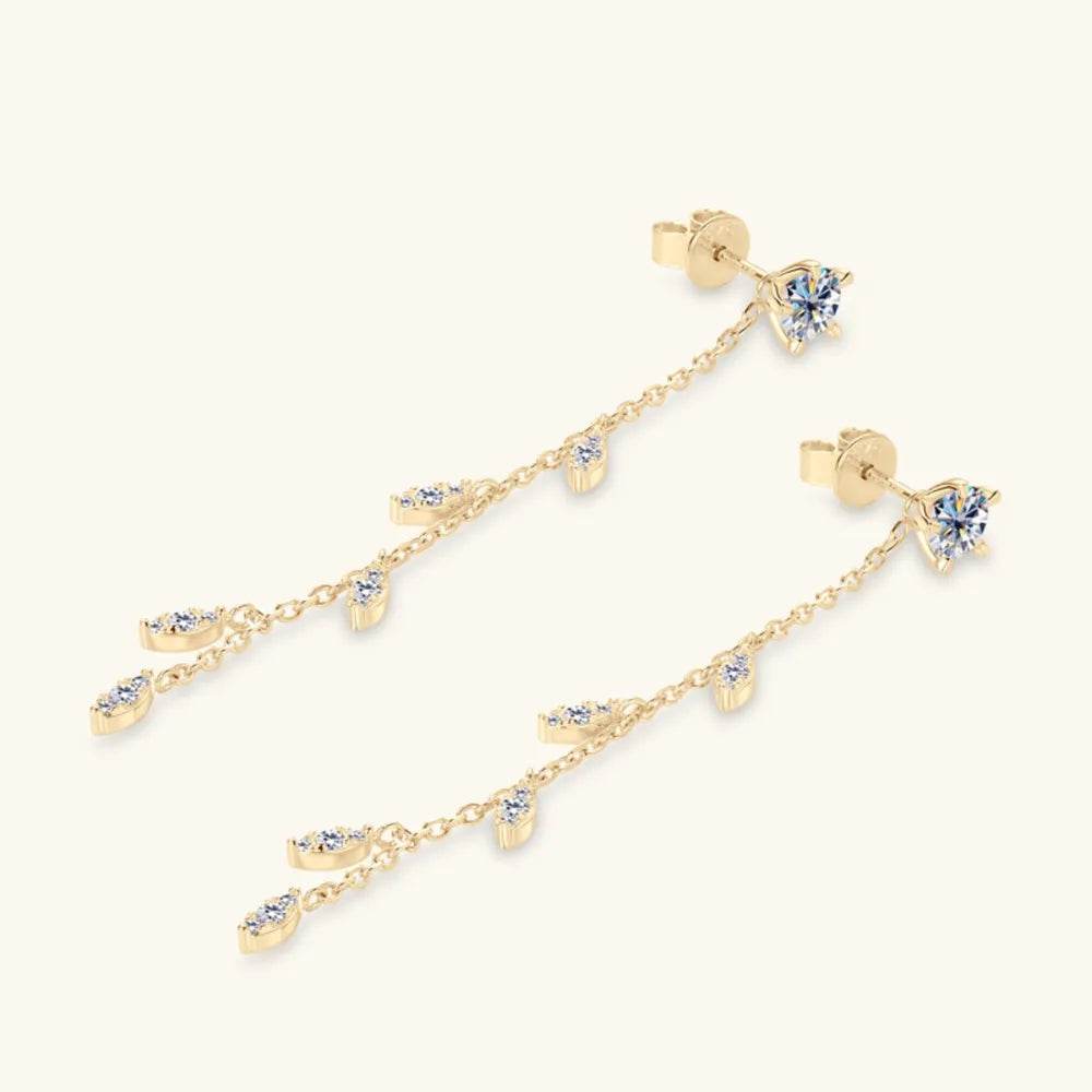1.38 Carat Moissanite 925 Sterling Silver Leaf Earrings - luxurift