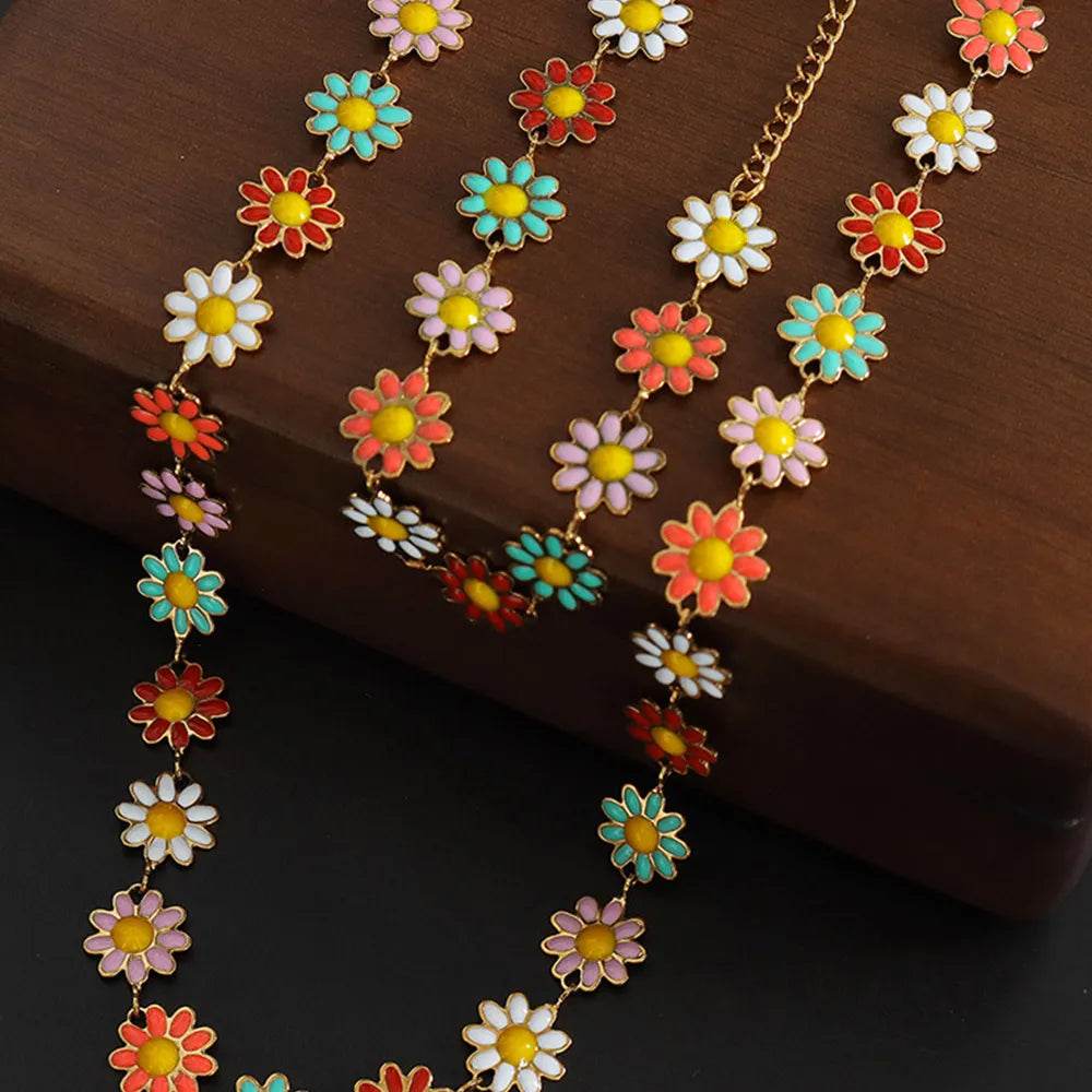 Titanium Steel Oil Drip Flower Necklace - luxurift