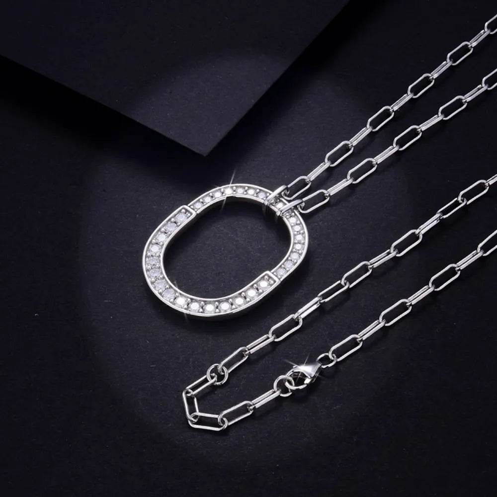 925 Sterling Silver Inlaid Moissanite Pendant Necklace - luxurift