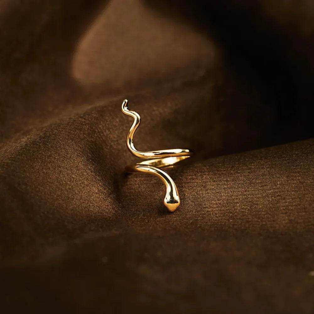 Snake Shape 18K Gold-Plated Bypass Ring - luxurift