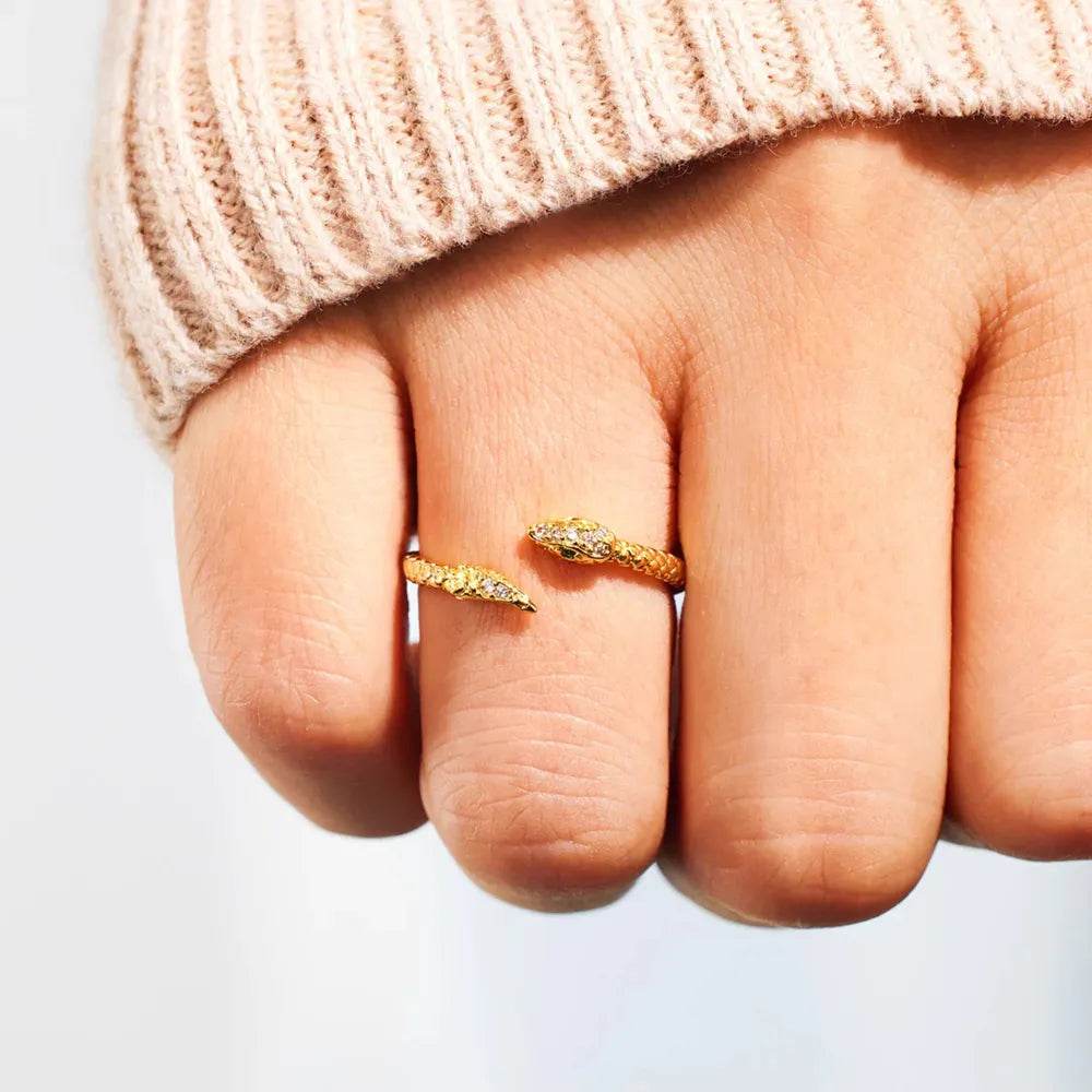 Snake Shape 18K Gold-Plated Bypass Ring - luxurift