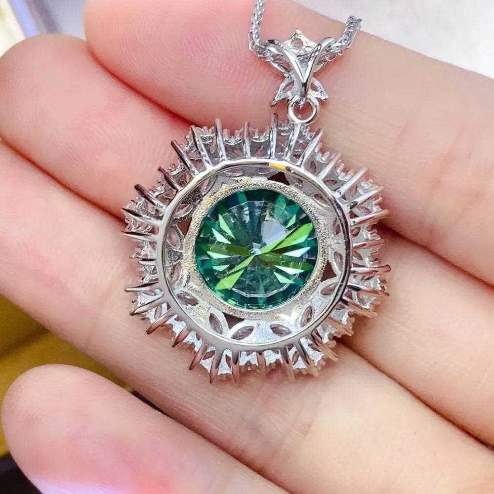 10 Carat Moissanite 925 Sterling Silver Pendant Necklace - luxurift