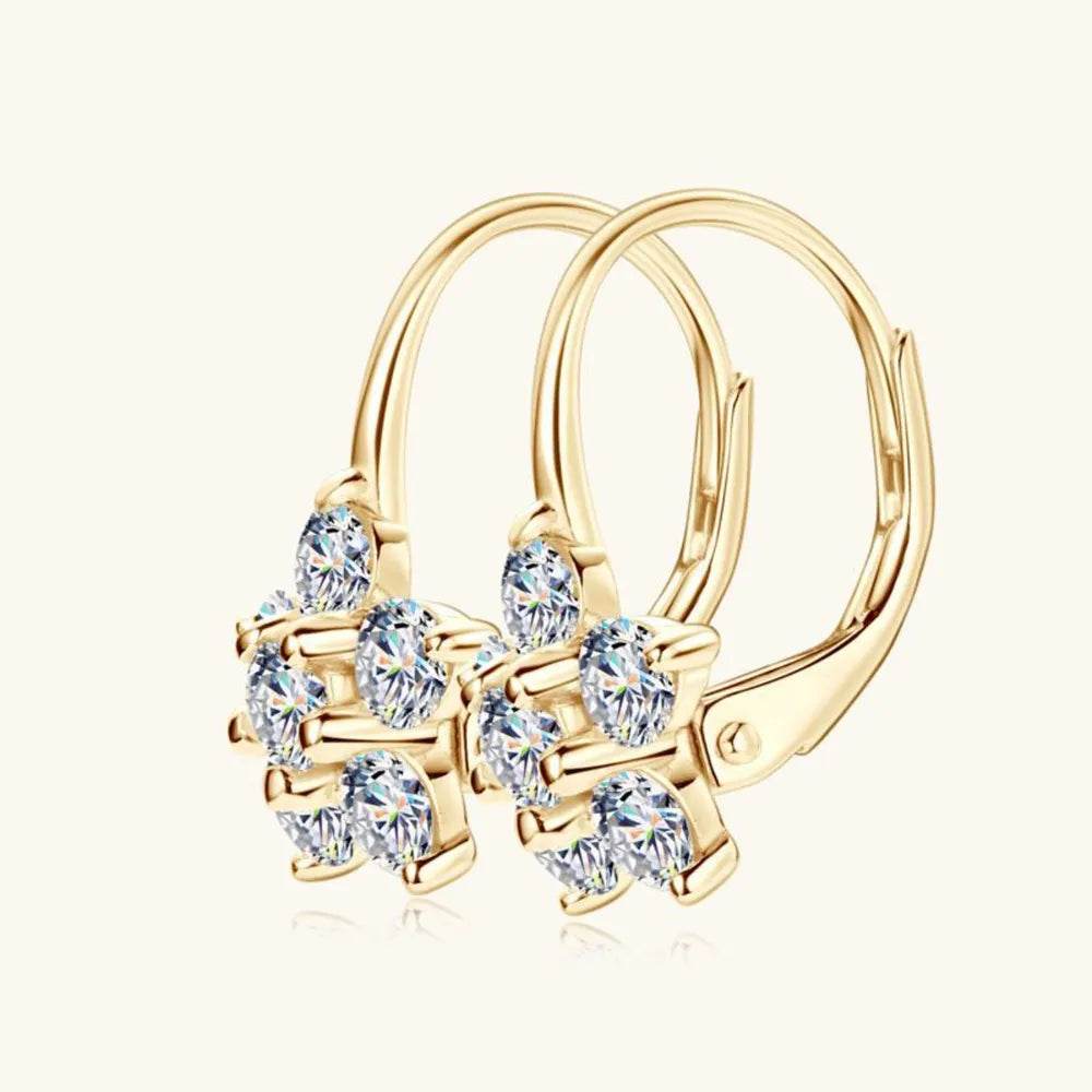 1.2 Carat 925 Sterling Silver Moissanite Flower Huggie Earrings - luxurift