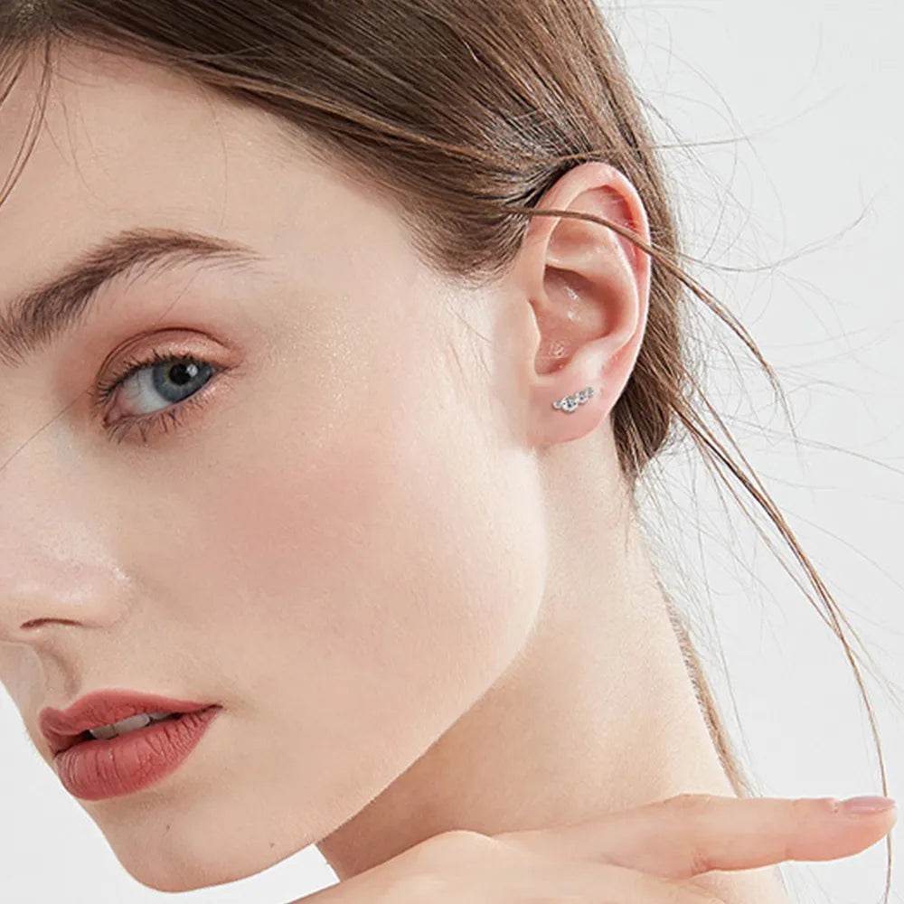 Moissanite 925 Sterling Silver Stud Earrings - luxurift
