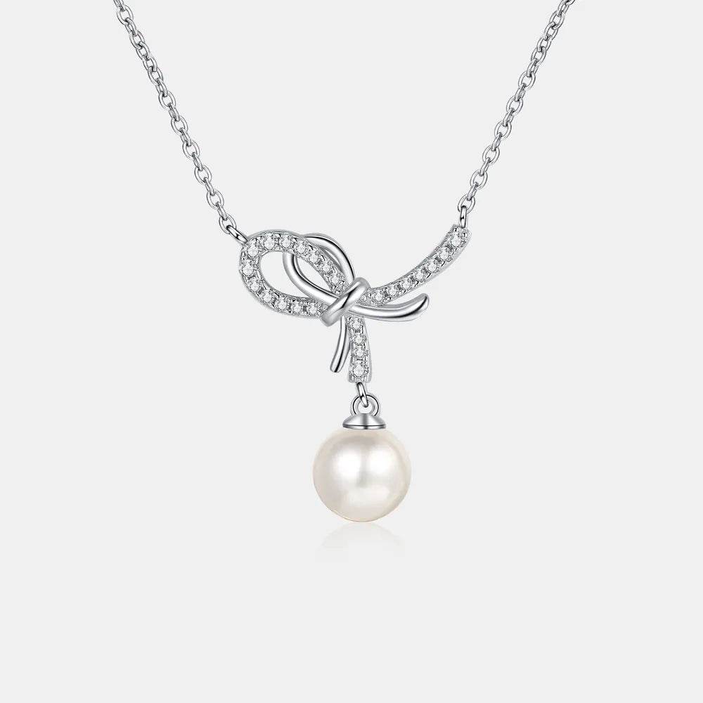 Natural Pearl Pendant Moissanite 925 Sterling Silver Necklace - luxurift