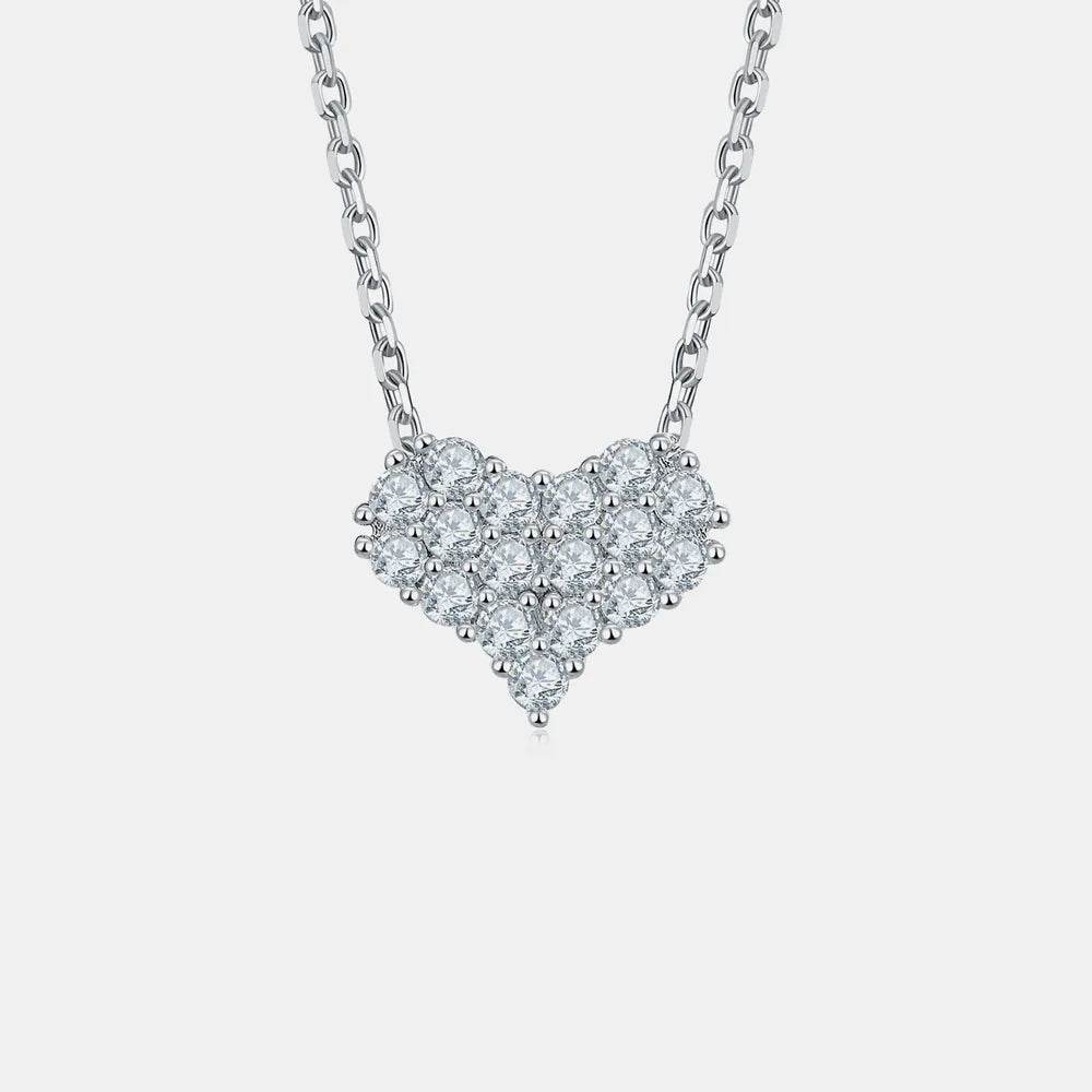 Moissanite 925 Sterling Silver Heart Necklace - luxurift