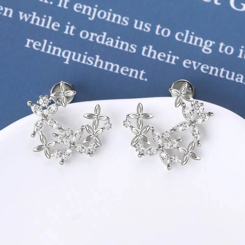 925 Sterling Silver Moissanite Lucky Clover Earrings - luxurift