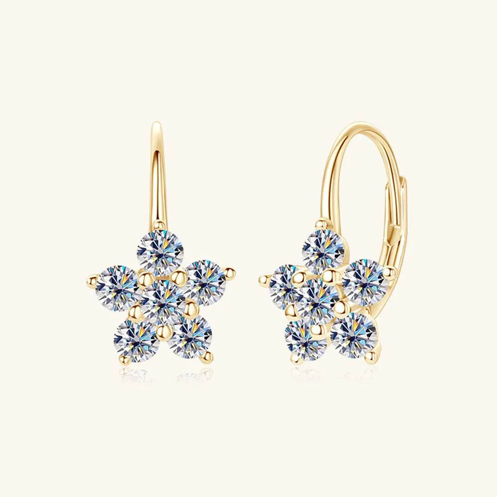 1.2 Carat 925 Sterling Silver Moissanite Flower Huggie Earrings - luxurift