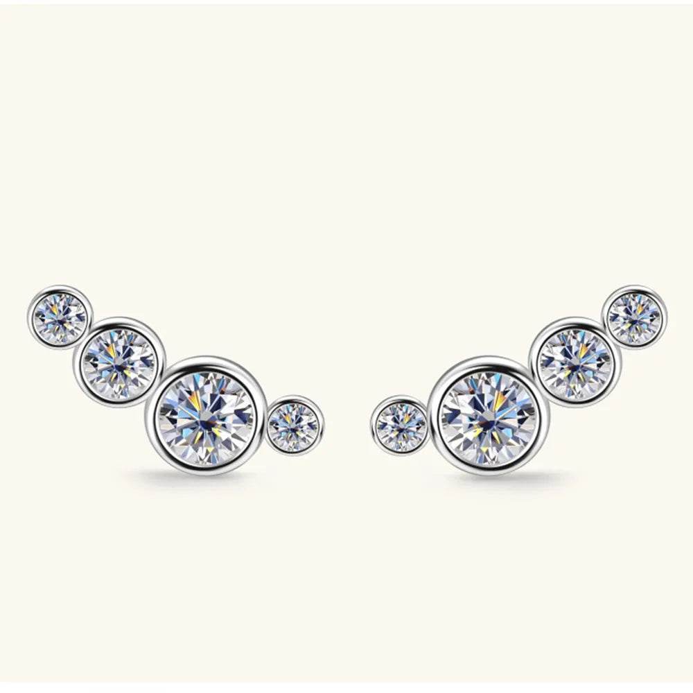 Moissanite 925 Sterling Silver Stud Earrings - luxurift