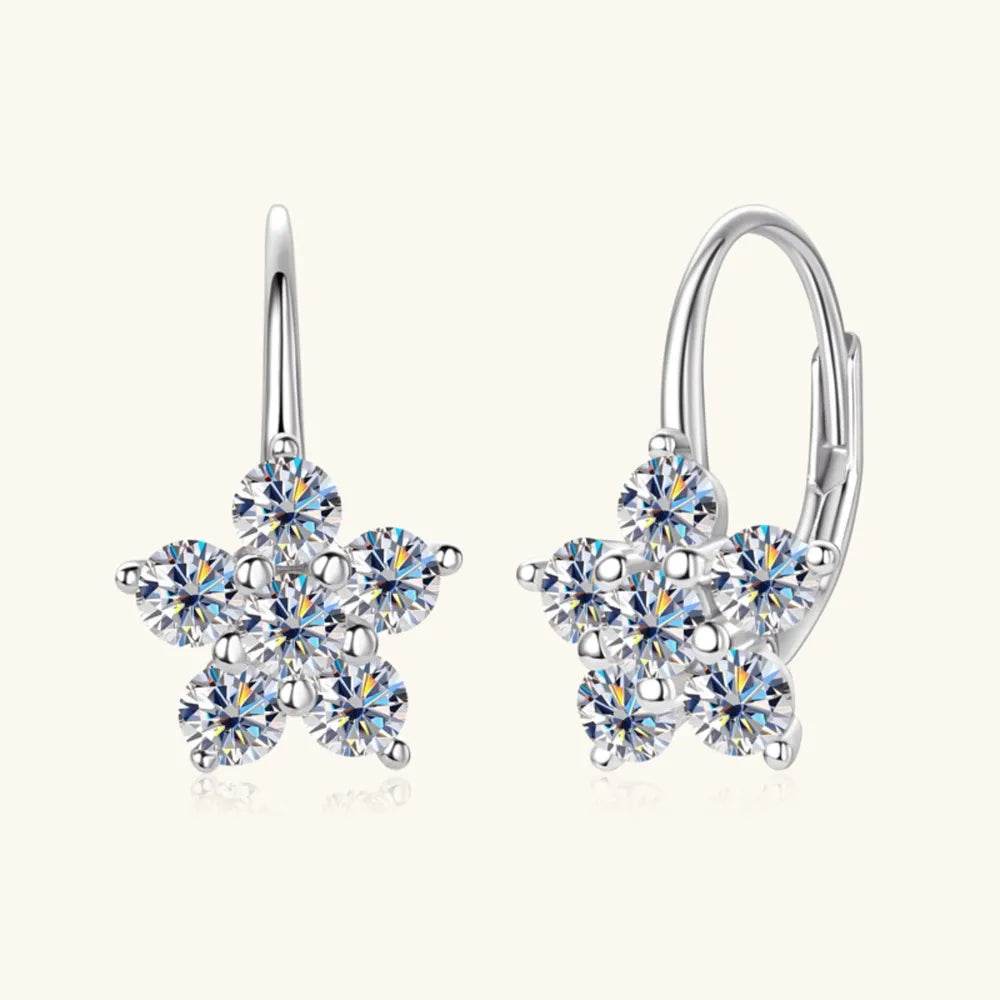 1.2 Carat 925 Sterling Silver Moissanite Flower Huggie Earrings - luxurift