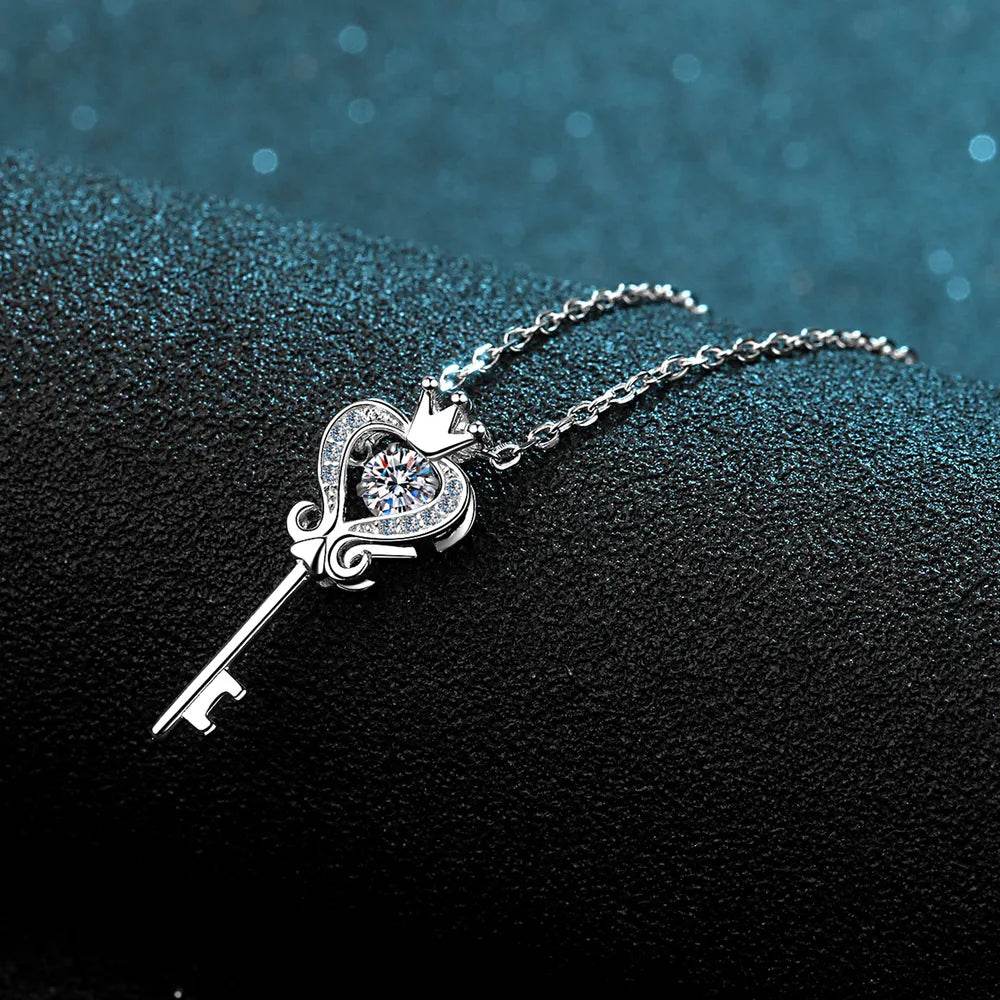 Key Shape Moissanite 925 Sterling Silver Necklace - luxurift
