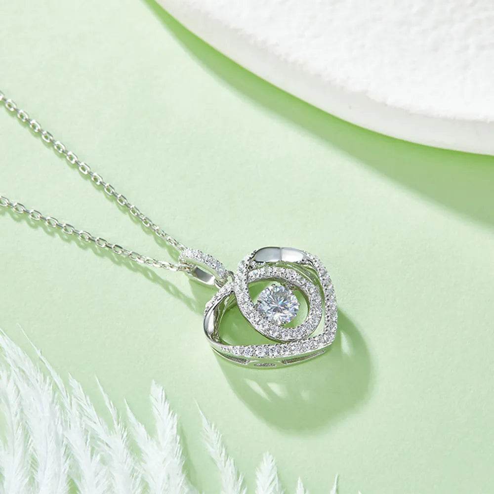 Moissanite 925 Sterling Silver Heart Shape Necklace - luxurift