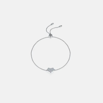 Moissanite 925 Sterling Silver Heart Bracelet - luxurift
