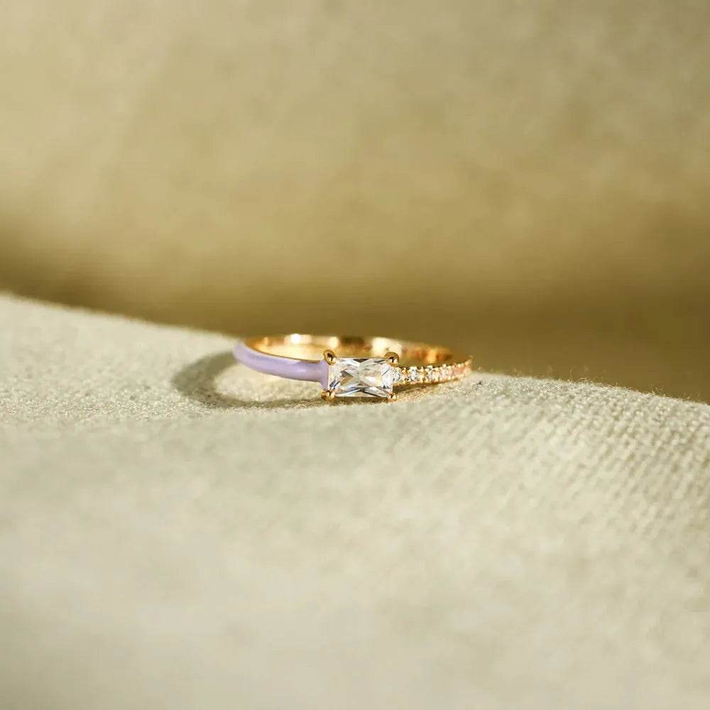 Heart Shape Inlaid Zircon Enamel Ring - luxurift