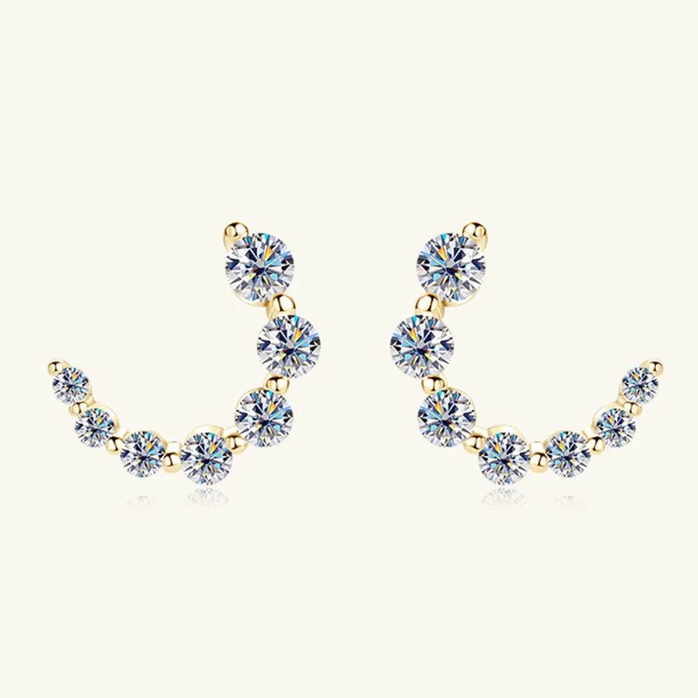 925 Sterling Silver Inlaid Moissanite Stud Earrings - luxurift