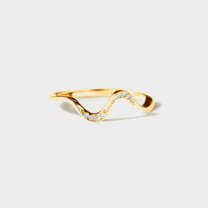 925 Sterling Silver Inlaid Zircon Wave Shape Ring - luxurift