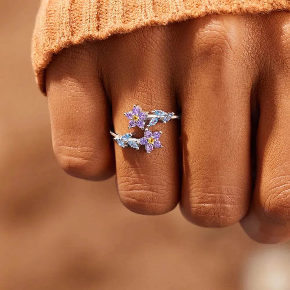 Flower Shape Inlaid Zircon 925 Sterling Silver Ring - luxurift