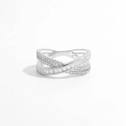 X Shape Inlaid Zircon 925 Sterling Silver Ring - luxurift