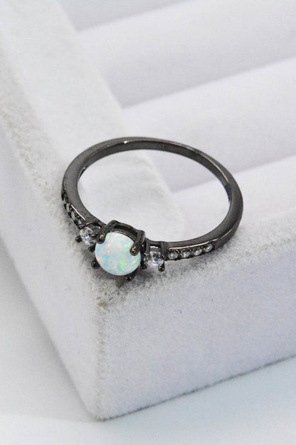 925 Sterling Silver Round Opal Ring - luxurift