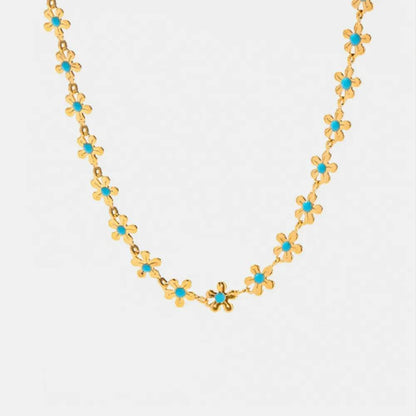 Titanium Steel Drip Oil Flower Necklace - luxurift