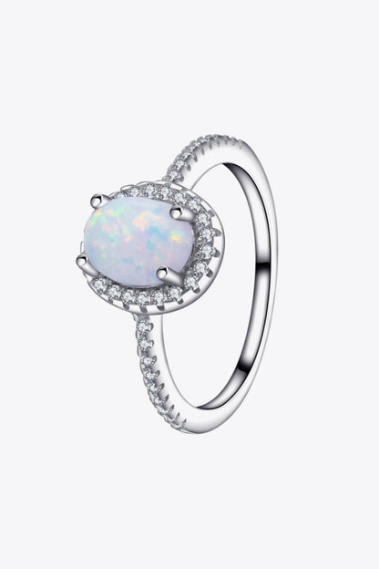 Opal 925 Sterling Silver Halo Ring - luxurift