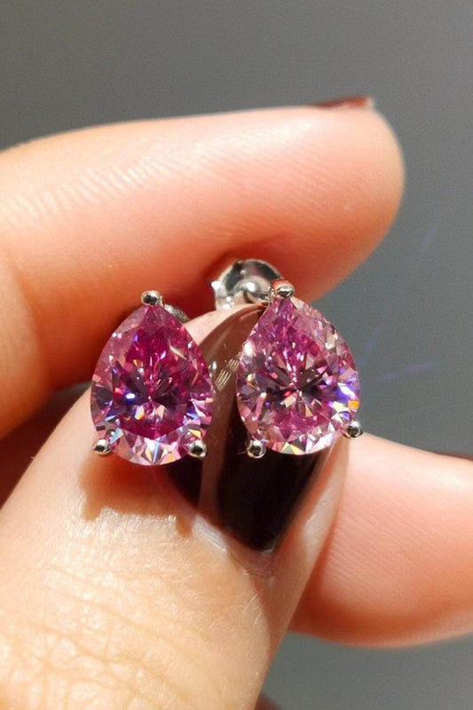 2 Carat Teardrop Moissanite Platinum-Plated Stud Earrings - luxurift