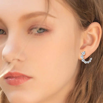 925 Sterling Silver Inlaid Moissanite Stud Earrings - luxurift
