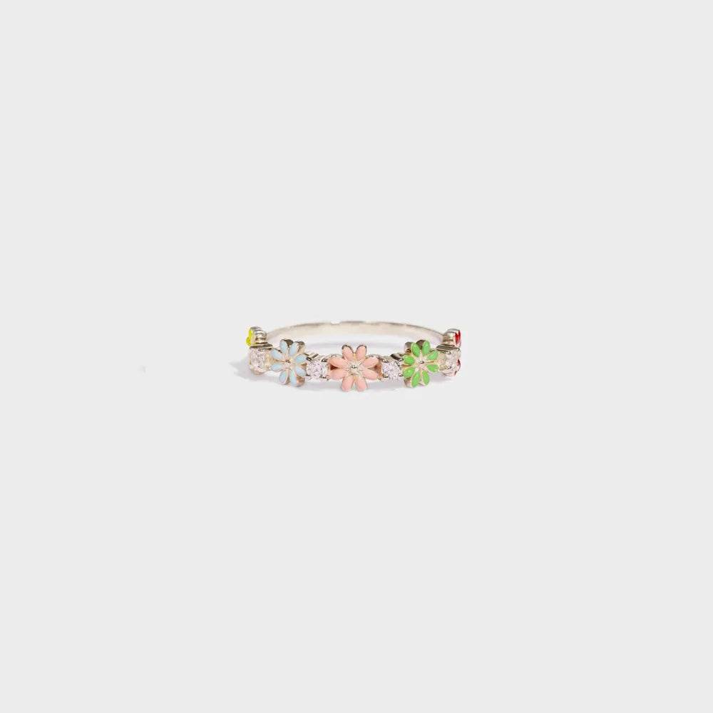 Flower Shape 925 Sterling Silver Zircon Ring - luxurift