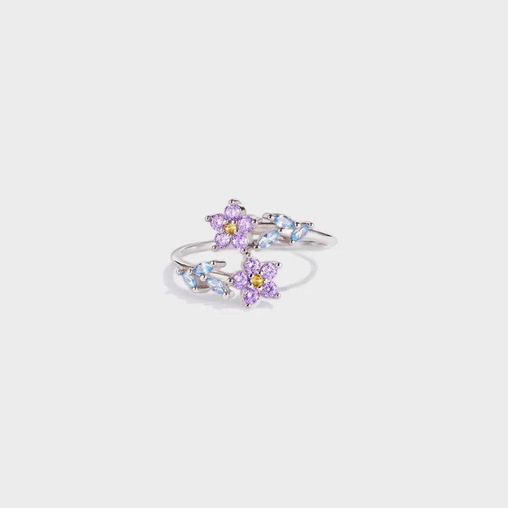 Flower Shape Inlaid Zircon 925 Sterling Silver Ring - luxurift