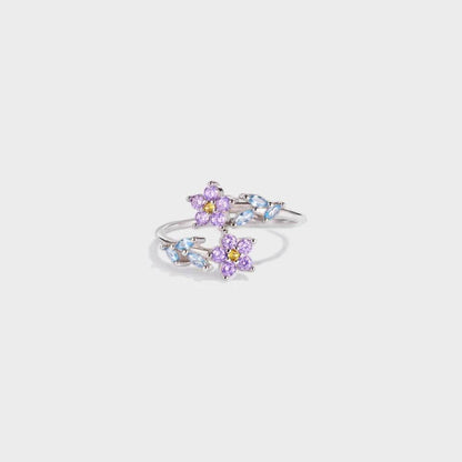 Flower Shape Inlaid Zircon 925 Sterling Silver Ring - luxurift