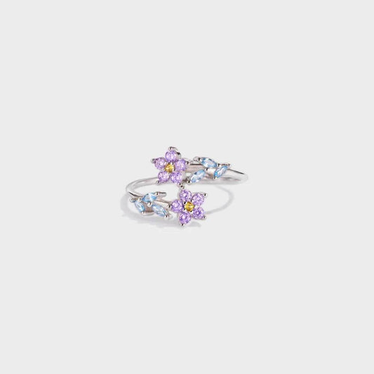 Flower Shape Inlaid Zircon 925 Sterling Silver Ring - luxurift