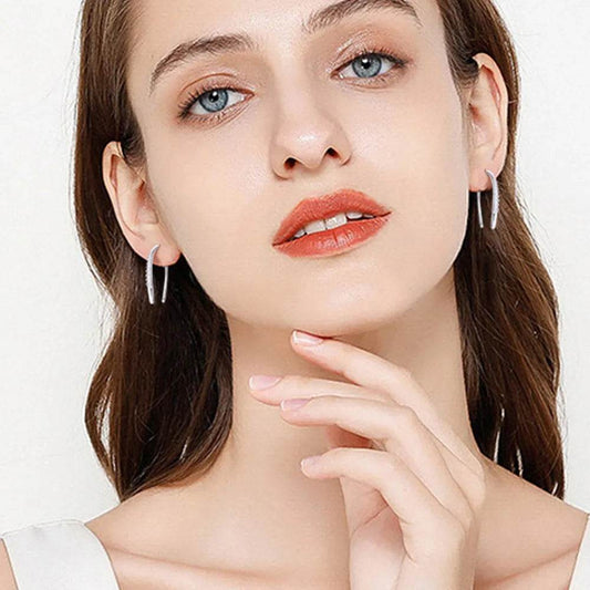 Moissanite 925 Sterling Silver U Shape Earrings - luxurift