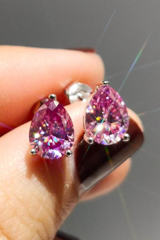 2 Carat Teardrop Moissanite Platinum-Plated Stud Earrings - luxurift