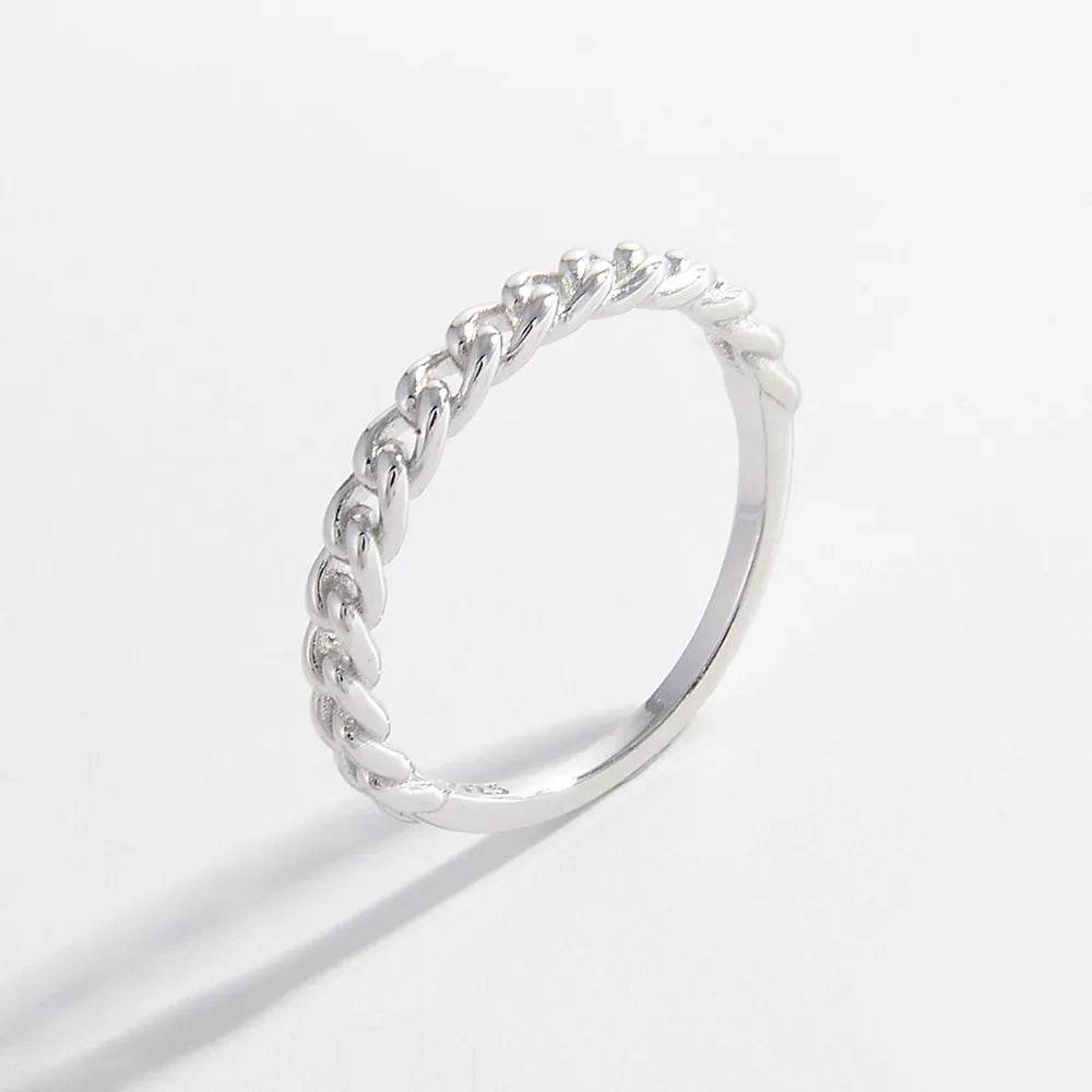 925 Sterling Silver Curb Chain Ring - luxurift