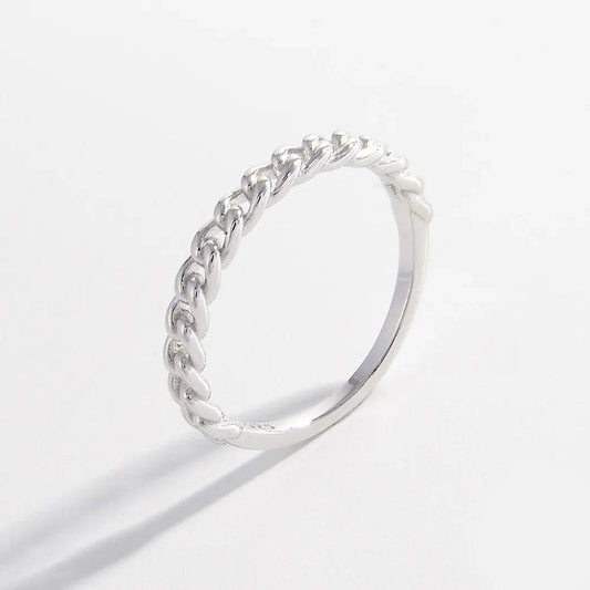 925 Sterling Silver Curb Chain Ring - luxurift