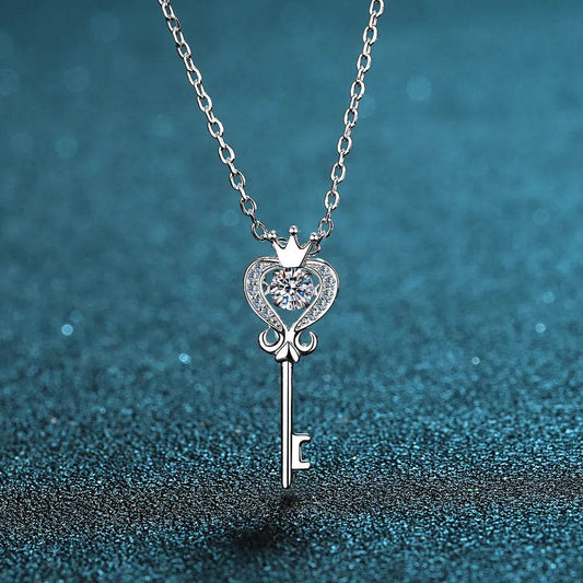 Key Shape Moissanite 925 Sterling Silver Necklace - luxurift