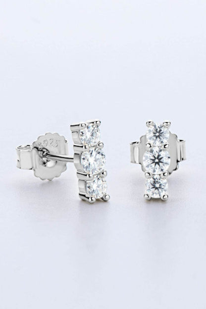 Heartbeat Rhythm 925 Sterling Silver Moissanite Stud Earrings - luxurift