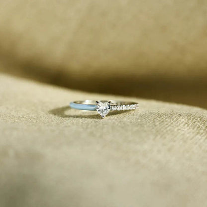 Heart Shape Inlaid Zircon Enamel Ring - luxurift