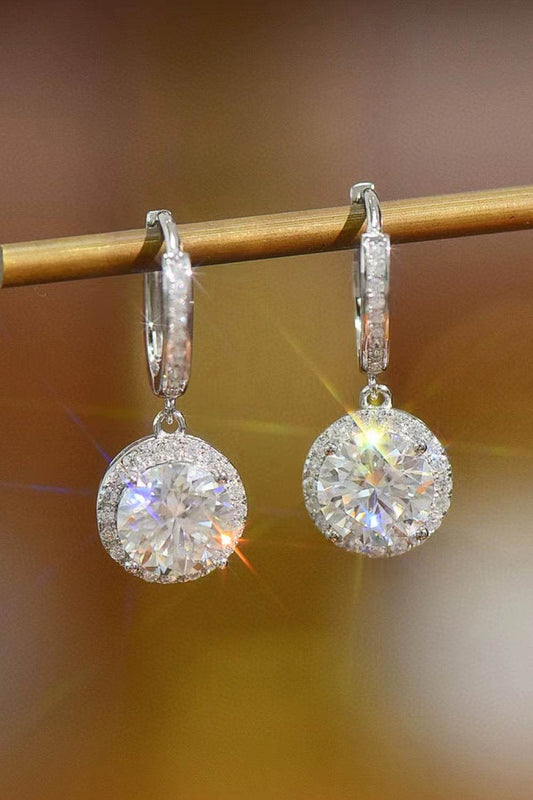2 Carat Moissanite Round Drop Earrings - luxurift
