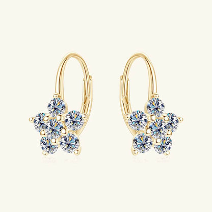 1.2 Carat 925 Sterling Silver Moissanite Flower Huggie Earrings - luxurift