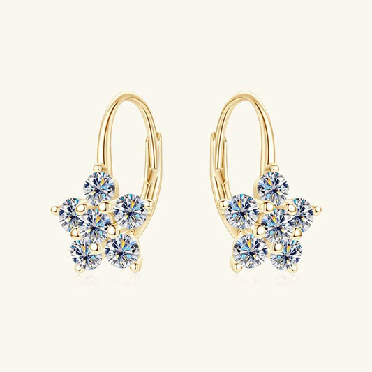 1.2 Carat 925 Sterling Silver Moissanite Flower Huggie Earrings - luxurift