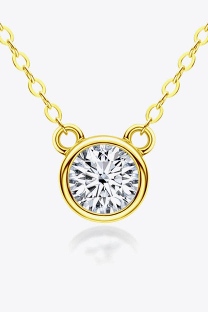 925 Sterling Silver 1 Carat Moissanite Round Pendant Necklace - luxurift
