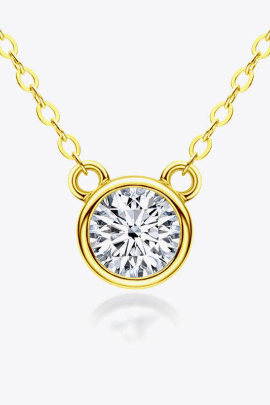 925 Sterling Silver 1 Carat Moissanite Round Pendant Necklace - luxurift