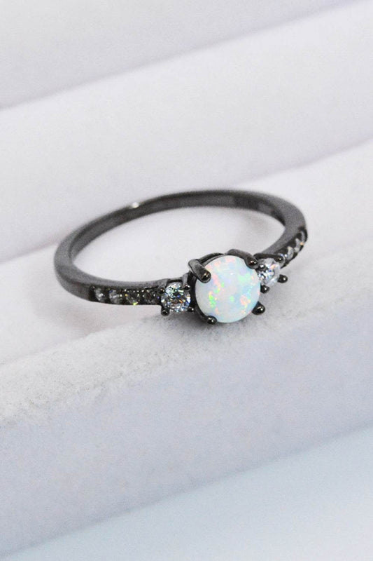 925 Sterling Silver Round Opal Ring - luxurift