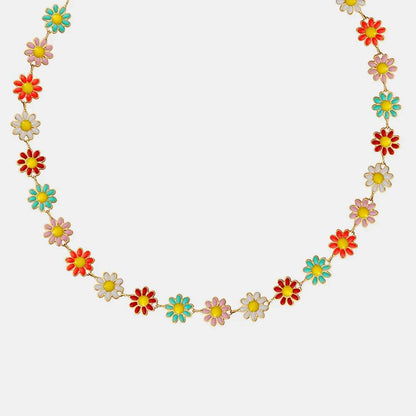Titanium Steel Oil Drip Flower Necklace - luxurift