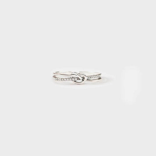 925 Sterling Silver Double-Layered Knot Ring - luxurift