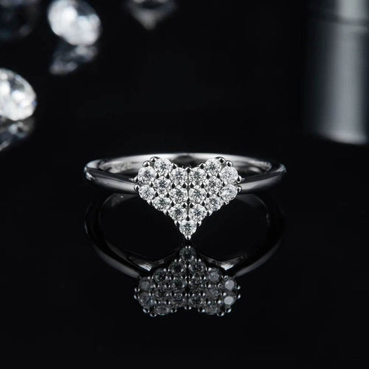 Moissanite 925 Sterling Silver Heart Ring - luxurift
